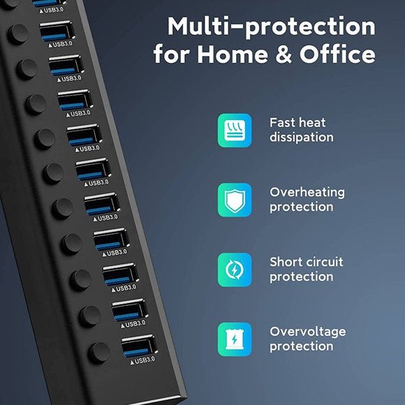 New Powered USB Hub Rosonway 16 Ports 100W USB 3.0 - Picture 7 of 7